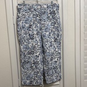 Talbots Blue and White Floral Capris